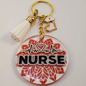 Acrylic and Resin Nurse Keychain w/ Charm and Tassel